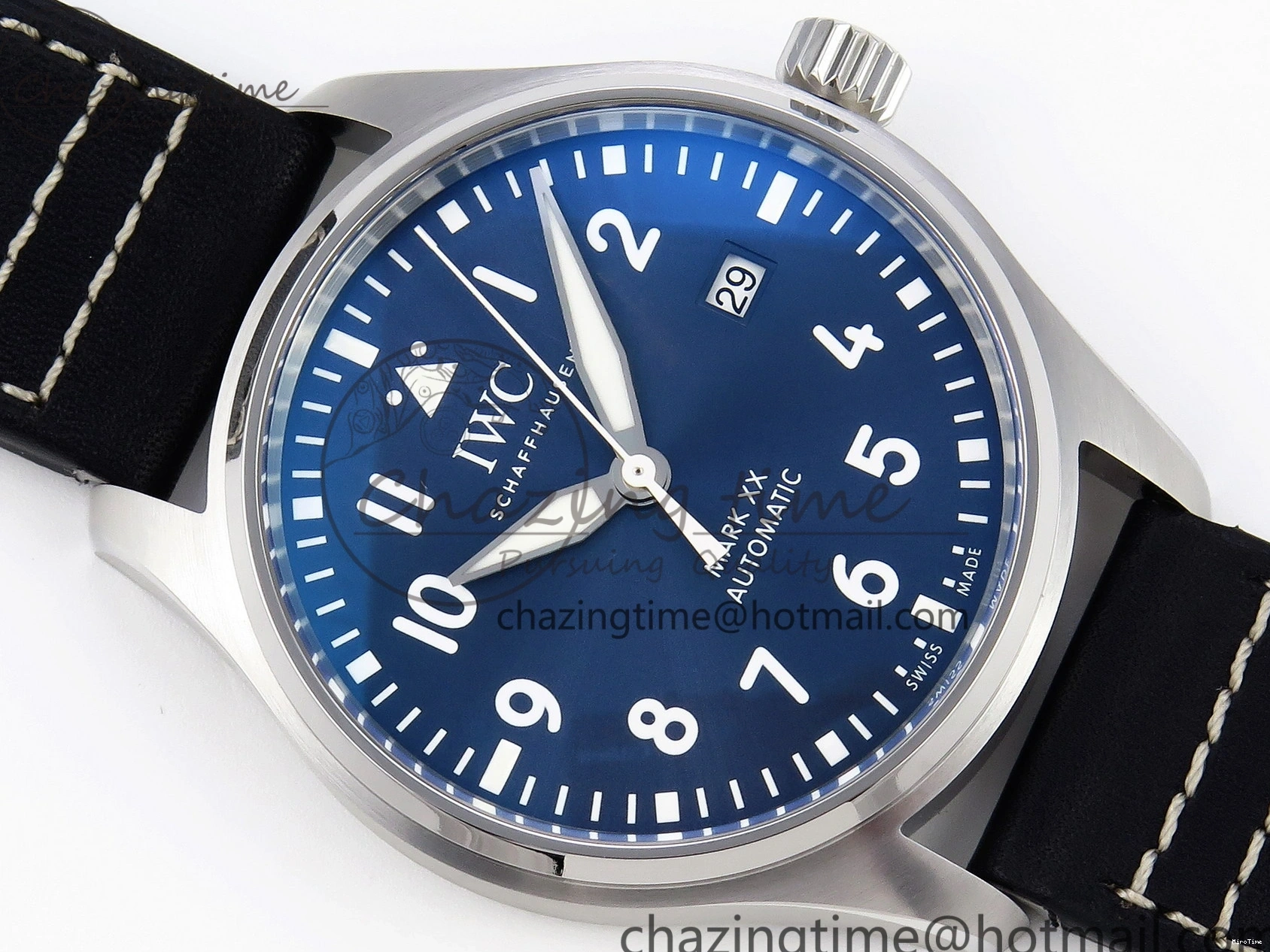 MIROTIME 0226 Pilot Mark XX IW328203 ZF 1:1 Best Edition Blue Dial on Dark Blue Leather Strap A Snug 7024